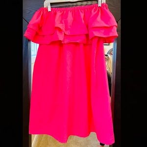 Neon Pink Off the Shoulder Dress